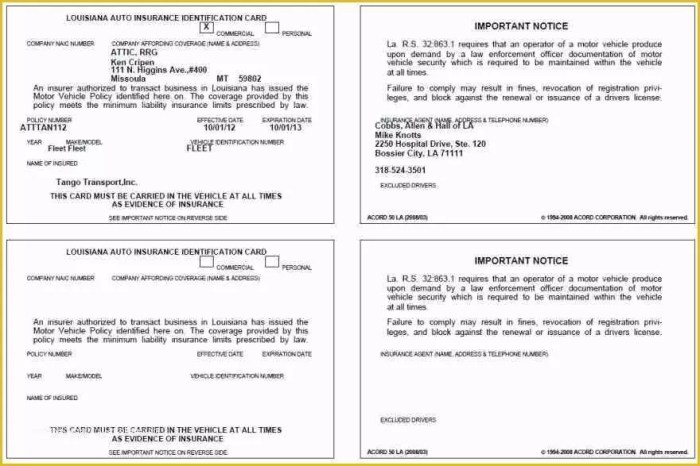 Car insurance card template pdf