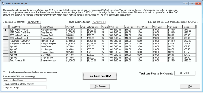 Late fees fee invoice viewpost support How to post late fees on onesite