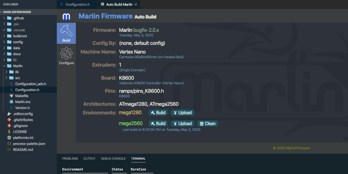 How to setup marlin firmware for einsy rentro 1.0a