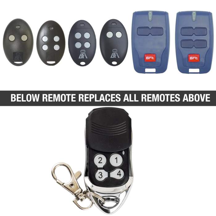 How to change garage door remote code on bft without