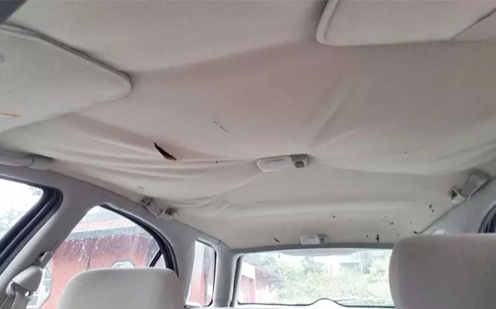 Headliner sagging repair brain pocket poke hole center very Headliner sagging repair brain pocket poke hole center very
