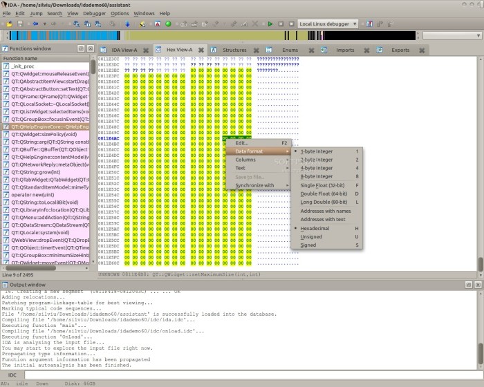 How to enable structure window in ida64 linux