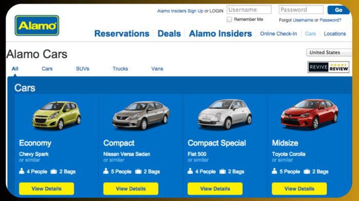 Alamo car rental insurance price
