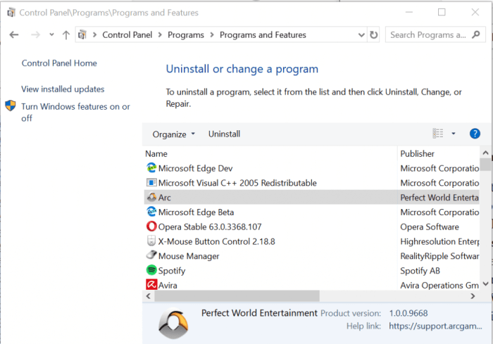 How to unistall arcade complete windows