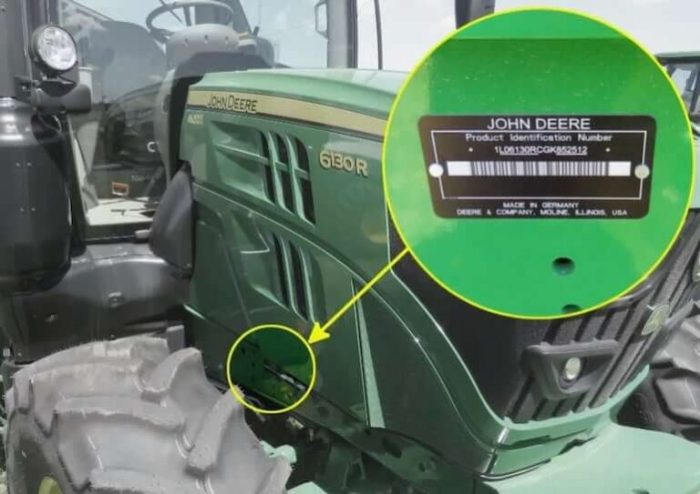How to read 1990's john deere pin number