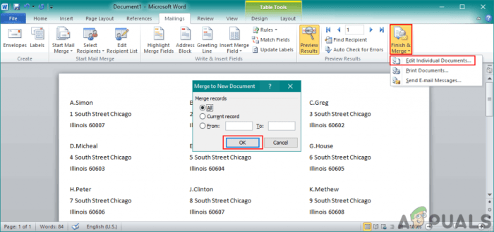 How to see the label lines in word