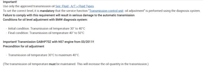 How to find bmw transmission fluid type
